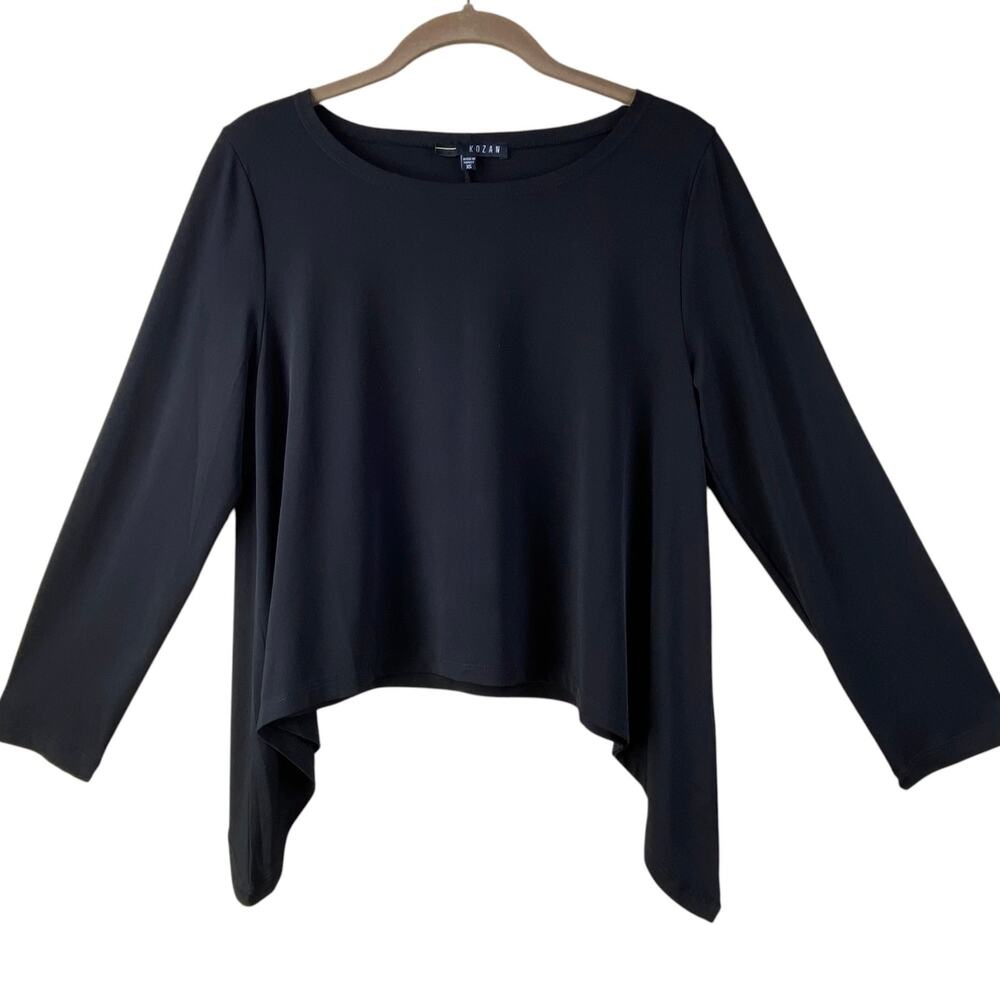 Kozan Art To Wear Blouse Top Size XS Black Artsy Boho Layering Lagenlook